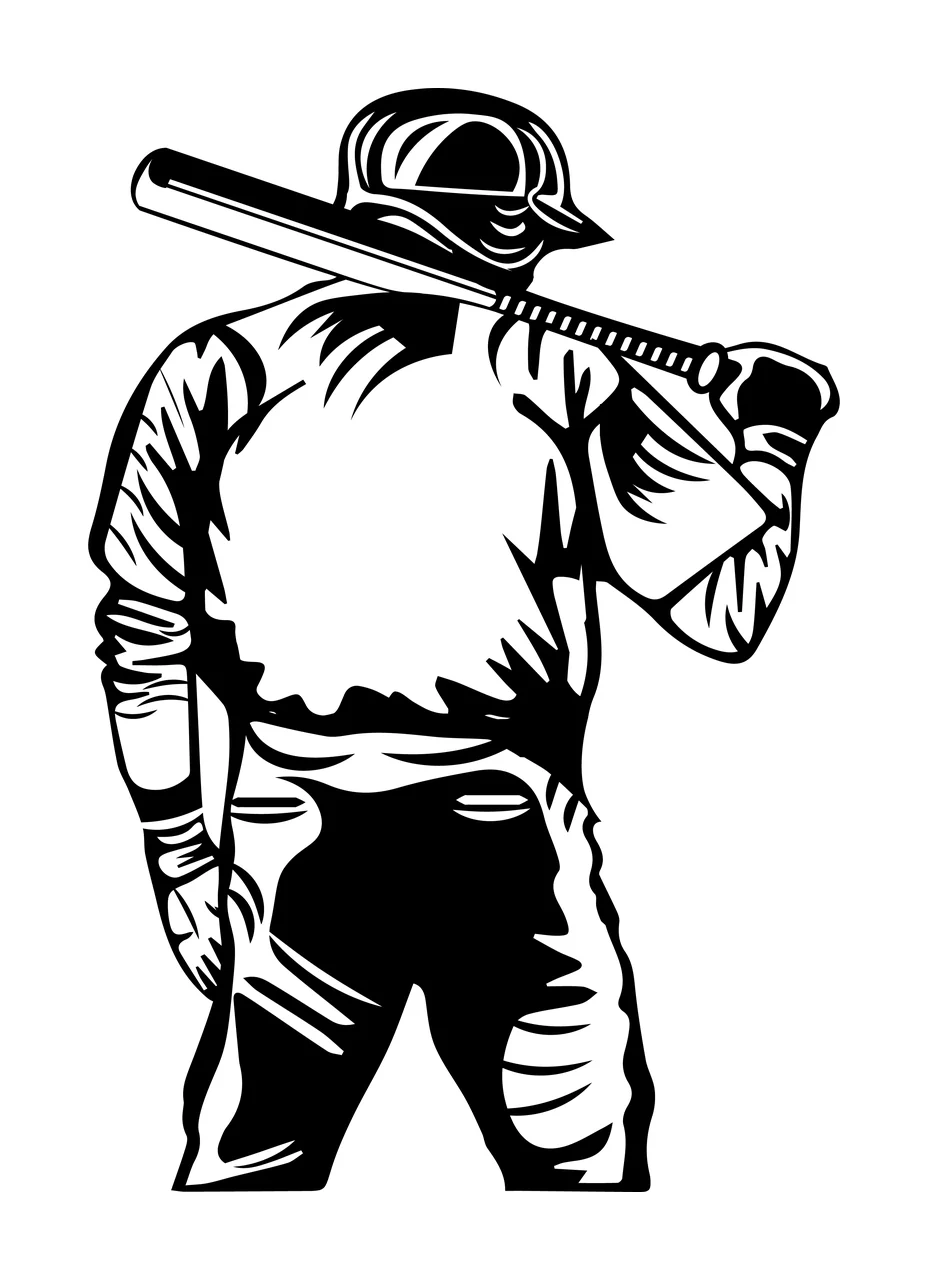Baseball Player Silhouette Holding A Bat Over Their uniform