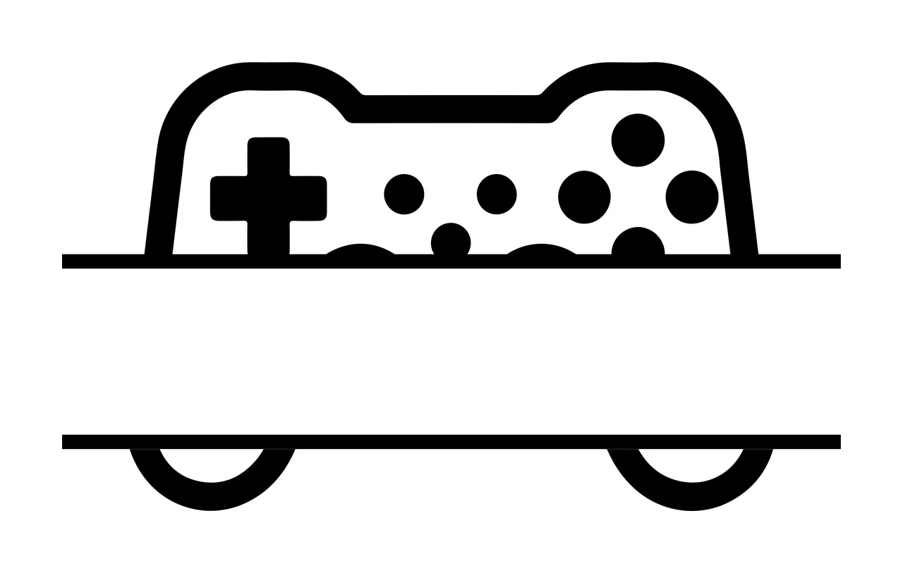 Gamepad Controller Icon With Horizontal Dividers And Circular dividing