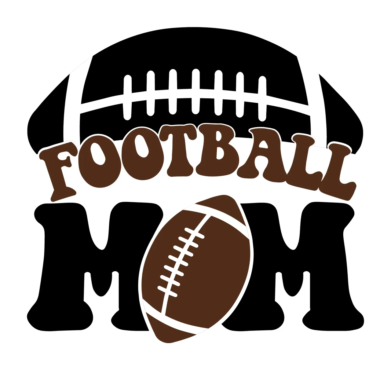 Football Mom Black Text Graphic display oval bold typography