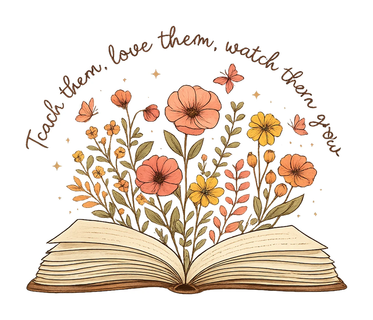 Personalized Teacher Them Love Them Watch Them Grow Teacher