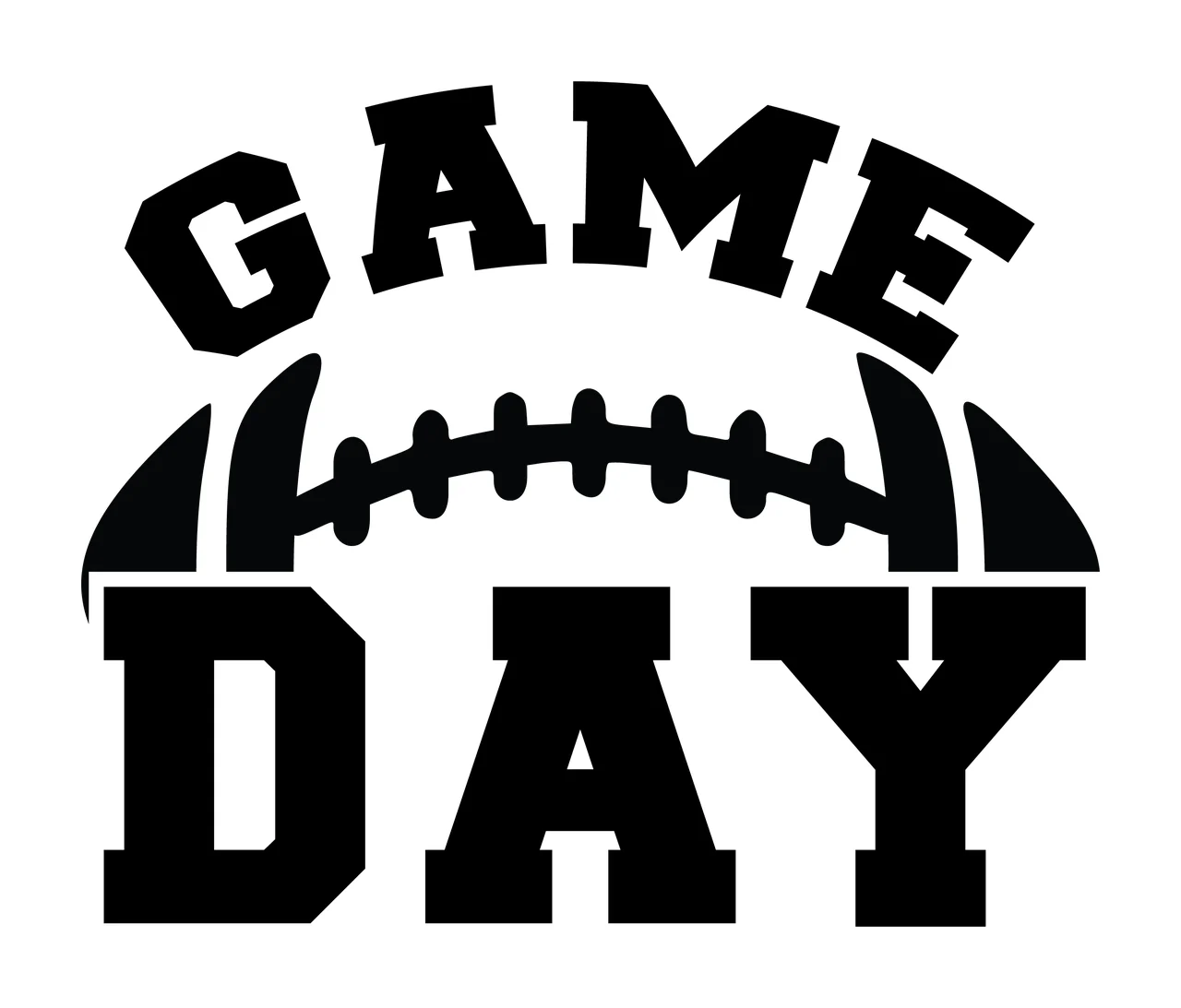 Football Game Day Black Text With A Graphic typographic icon