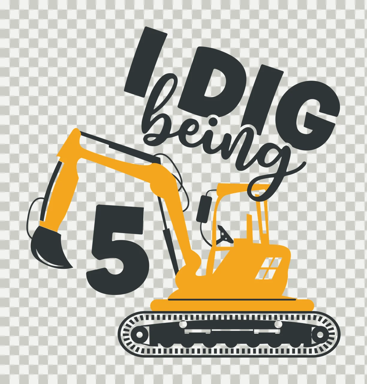 To I Dig Being 5 Excavator Illustration number silhouette black transparency and detail preview thumbnail
