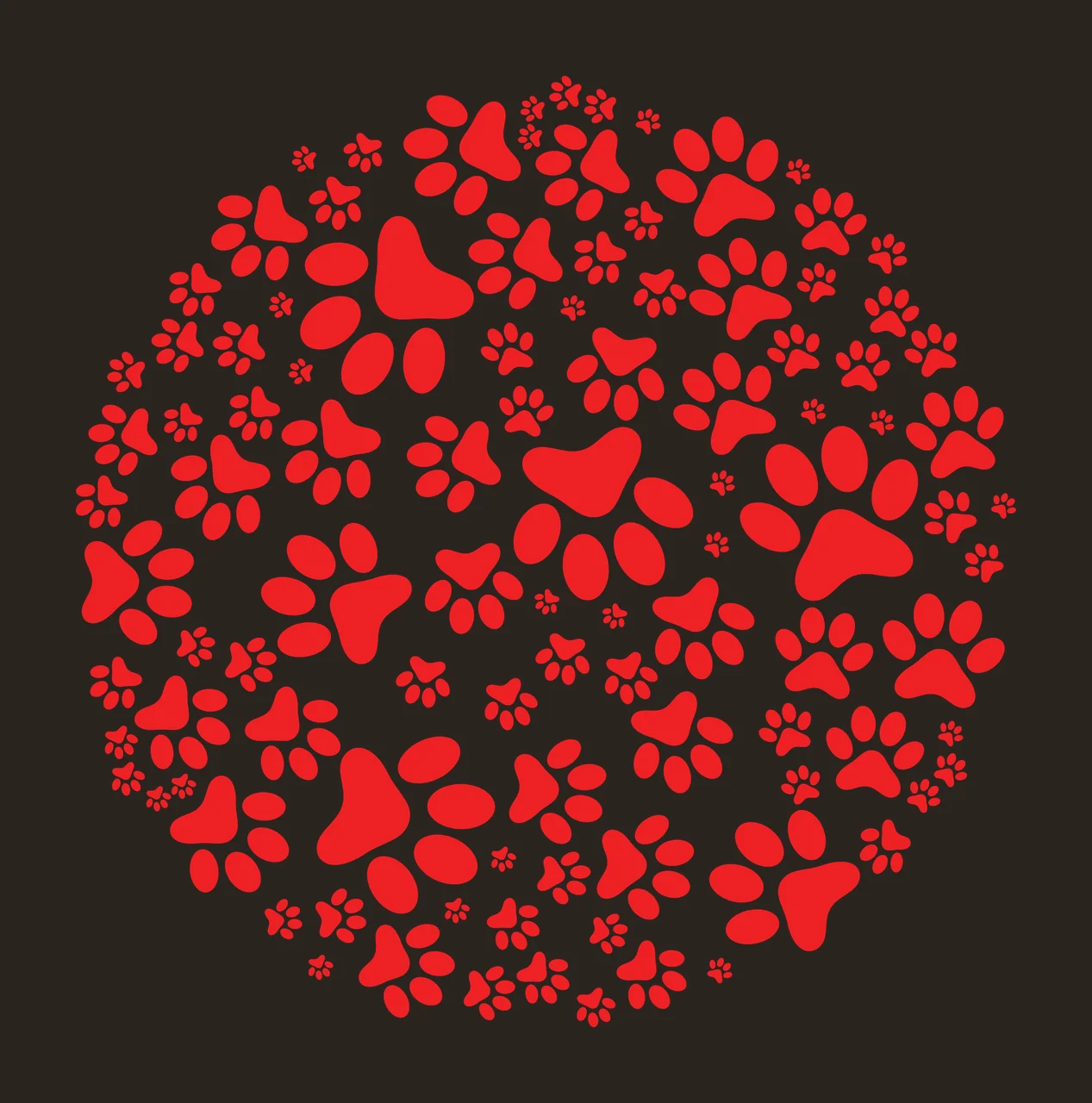 Circular arrangement of red paw prints Illustration with white background contrast preview thumbnail